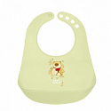 Canpol babies Happy Animals Plastic bib with a large pocket that holds the remains of food, for children from 12 months 1 piece