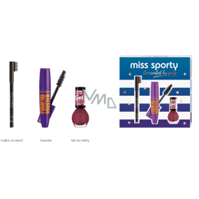 Miss Sports Pump Up Booster extra black mascara 12 ml + Lasting Color nail polish 151 7 ml + Eyebrow eyebrow pencil 002 1.8 g, cosmetic set