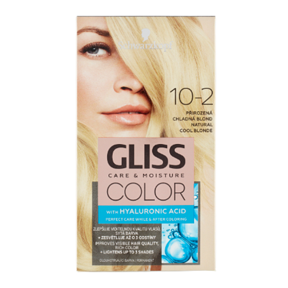 Schwarzkopf Gliss Color Hair Dye 10-2 Natural Cool Blonde 2 x 60 ml