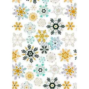 Ditipo Gift wrapping paper 70 x 150 cm Christmas white holographic gold and black snowflakes