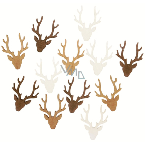 Antlers wooden white-brown-natural 4 cm 12 pieces