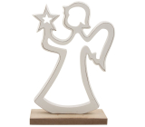 Wooden angel standing white 17 cm