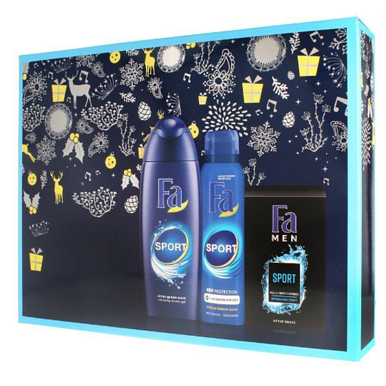 Fa Men Sport shower gel 250 ml + deodorant spray 150 ml + aftershave 100 ml, cosmetic set