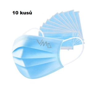 Veil 3 layers protective medical non-woven disposable, low breathing resistance 10 pieces blue TYPE IIR