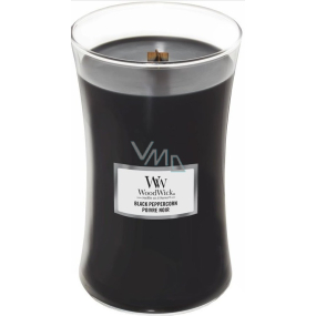 WoodWick Black Peppercorn - Black peppercorn scented candle with wooden wick and lid glass large 609 g