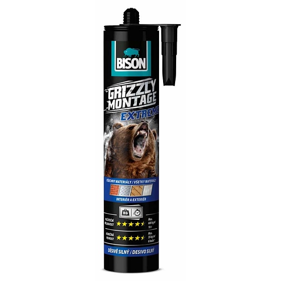 Bison Grizzly Montage Extreme White strong and fast mounting adhesive 435 g