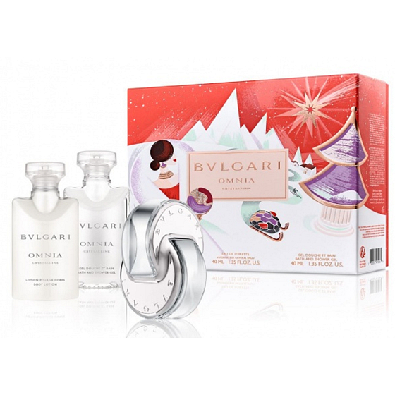 Bvlgari Omnia Crystalline eau de toilette for women 40 ml + body lotion 40 ml + shower gel 40 ml, gift set for women