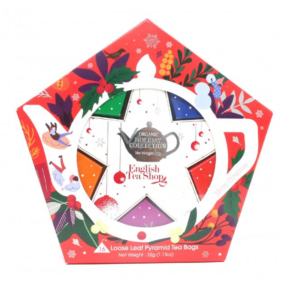 English Tea Shop Organic Red and Silver Poinsettia Candy + Oolong, Lemon and Raspberry + Christmas Cake + Coconut Chai + White Tea, Coconut and Passion Fruit + Black Tea with Honey and Melon 16 pieces of tea pyramids, 32 g