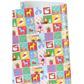 Zöwie Gift wrapping paper 70 x 200 cm Bambini coloured squares - snowman, train, horse