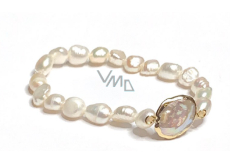 White pearl elastic natural bracelet, 7 - 8 mm / 16 - 17 cm, symbol of femininity, brings admiration