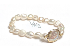 Pearl white bracelet elastic natural stone, 7 - 8 mm / 16 - 17 cm, symbol of femininity, brings admiration