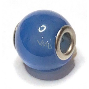 Quartz blue pendant round natural stone 14 mm, hole 4,2 mm 1 piece, the most perfect healer