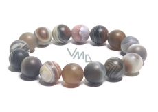 Agate Botswana grey matte bracelet elastic natural stone, ball 10 mm / 16-17 cm, brings success to life