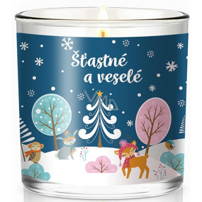 Nekupto Fashion Christmas scented candle Happy and Merry 7 x 7,5 cm