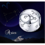 Sterling silver 925 zodiac sign Aries + cubic zirconia, bead for bracelet 9 mm