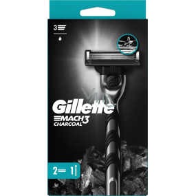 Gillette Mach3 Charcoal shaving shaver + replacement heads 2 pieces for men