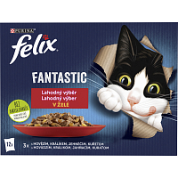 Felix Fantastic pouches for cats with chicken, beef, rabbit and lamb, 12 × 85 g