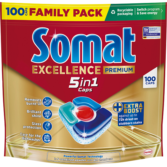 Somat Dishwasher Tablets Excellence 5in1, 110 pcs