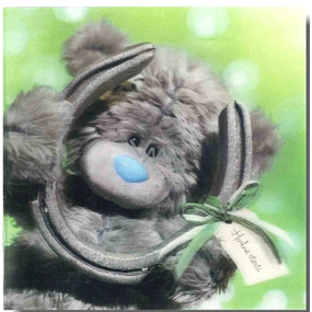 Me to You Envelope 3D Greeting Card, Teddy Bear with horseshoe 15,5 x 15,5 cm