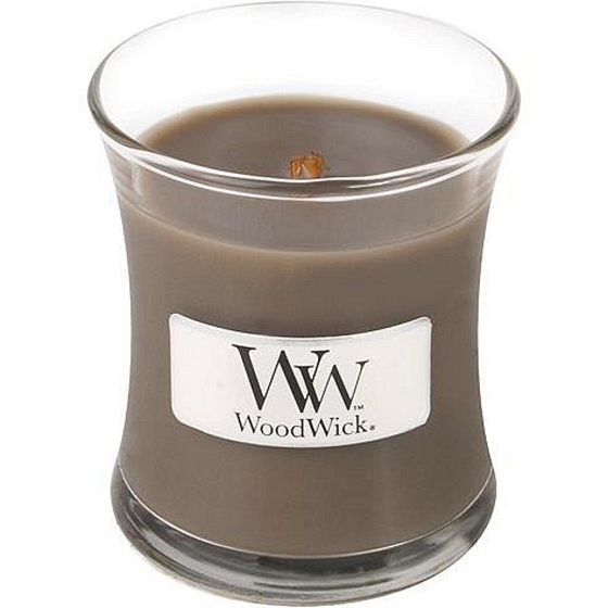 WoodWick Sand & Driftwood - Sand and driftwood scented candle with wooden wick and lid glass small 85 g