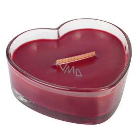 WoodWick Currant - Currant scented candle with a wide wooden wide wick and a glass heart lid 323 g
