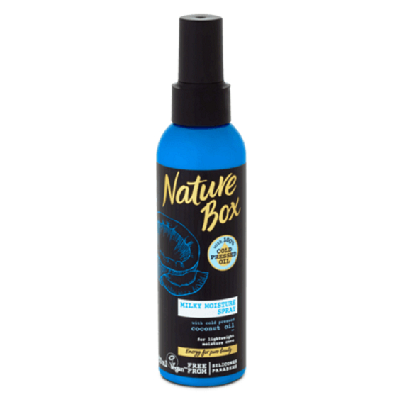 Nature Box Coconut Moisturizing hair spray for all hair types, without fixation 100% cold pressed oil, suitable for vegans 150 ml