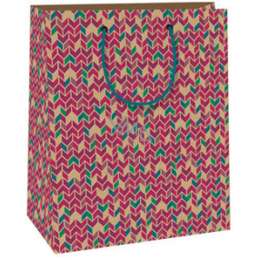 Ditipo Gift paper bag 18 x 10 x 22.7 cm beige-burgundy-green patterns
