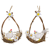 White plush hen in an oval for hanging 14 cm 1 piece