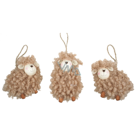 Sheep brown curly 8 cm for hanging 1 piece