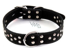 B&F Collar Leather cowhide lined decorated with black 3 x 55 cm