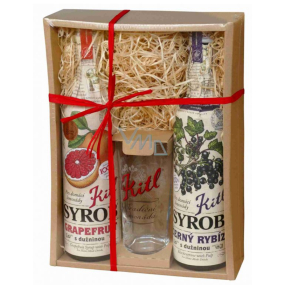 Kitl Syrob Bio Black currant with pulp 500 ml + Grapefruit with pulp for homemade lemonade 500 ml + glass 200 ml, gift box