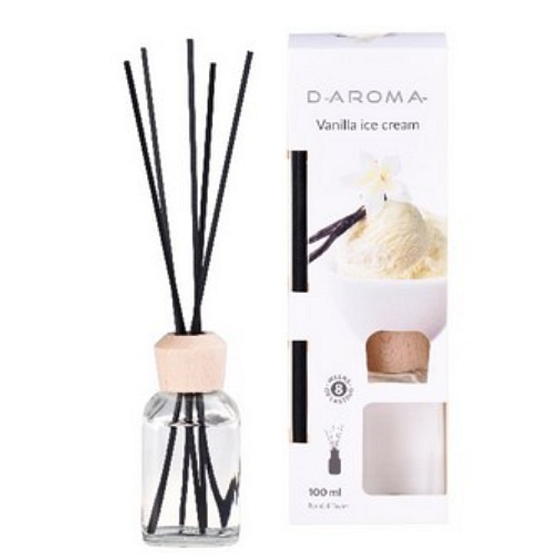 D-Aroma- Vanilla ice cream - Vanilla ice cream aroma diffuser with sticks for gradual release of aroma 100 ml