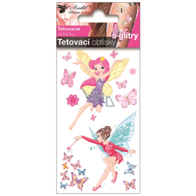 Colorful children's tattoo decals with glitters Fairies 10.5 x 6 cm