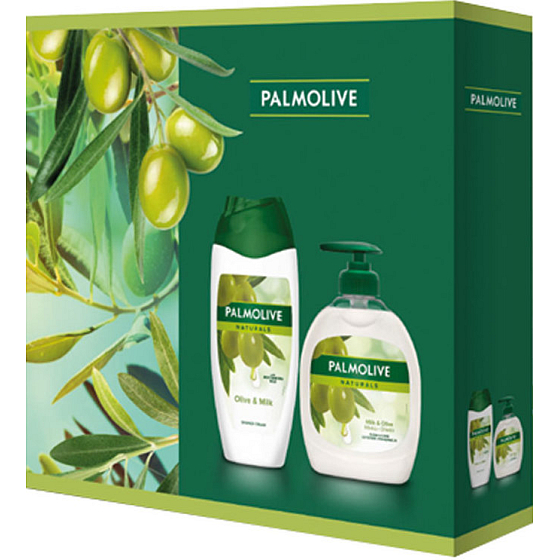 Palmolive Naturals Olive & Milk shower cream 250 ml + Olive & Milk liquid soap dispenser 300 ml, cosmetic set