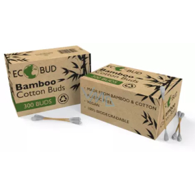 CS County Sales Bamboo Eco hygienic bamboo sticks with 100% pure cotton head, square box 300 pieces