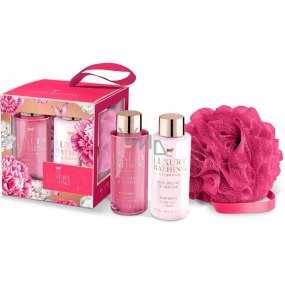 Grace Cole Pink Peony & Vetiver shower gel 100 ml + body lotion 100 ml + bath washcloth, cosmetic set