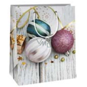 Ditipo Gift paper bag 18 x 10 x 22.7 cm Christmas white - wood motif, three flasks