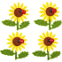 Felt sunflowers with ladybird 5,5 cm 4 pieces