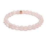 Rose quartz with component bracelet elastic natural stone, ball 6 mm / 16 - 17 cm, love stone