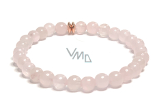 Rose quartz with component bracelet elastic natural stone, ball 6 mm / 16 - 17 cm, love stone