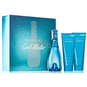 Davidoff Cool Water Woman eau de toilette 100 ml + shower gel 75 ml + body lotion 75 ml, gift set for women