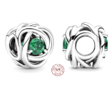 Charm Sterling silver 925 Infinity circle eternity flower royal green, bead for bracelet