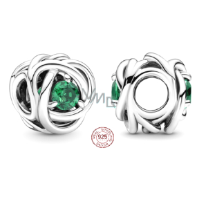 Charm Sterling silver 925 Infinity circle eternity flower royal green, bead for bracelet