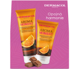 Dermacol Aroma Moment Belgian Chocolate - Belgian Chocolate shower gel 250 ml + body scrub 150 ml, cosmetic set for women