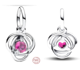 Charm Sterling silver 925 Pink eternity circle October, pendant on bracelet symbol