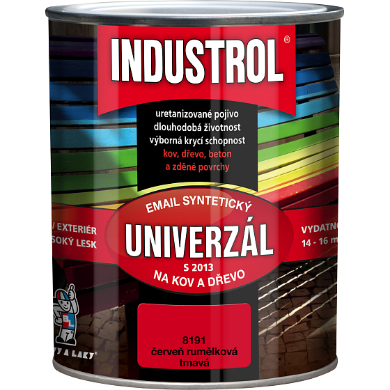 Industrol S2013 universal gloss topcoat for metal and wood, 8191 dark red vermilion, 750 ml