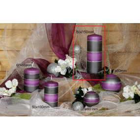 Lima Elegance Gray candle purple cylinder 60 x 150 mm 1 piece