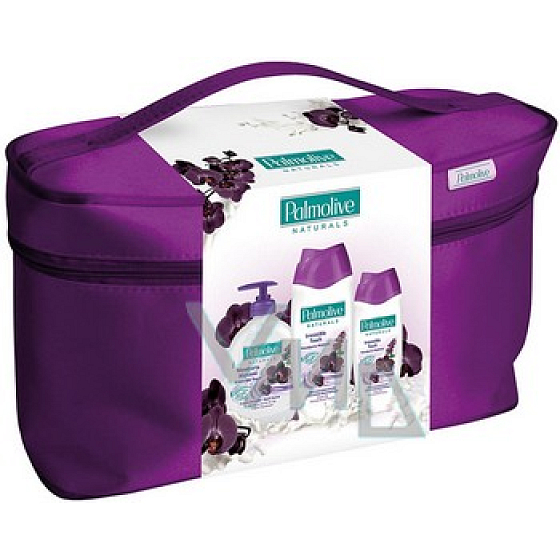 Palmolive Black Orchid shower gel 250 ml + foam 500 ml + liquid soap 300 ml + bag, cosmetic set