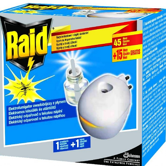 Raid electric vaporizer with liquid filling 45 + 15 nights against flying insects
