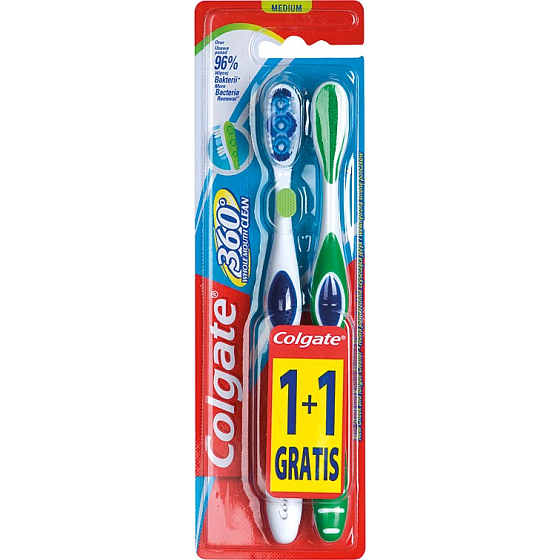 Colgate 360 ° Whole Mouth Clean Medium medium toothbrush 1 + 1 piece